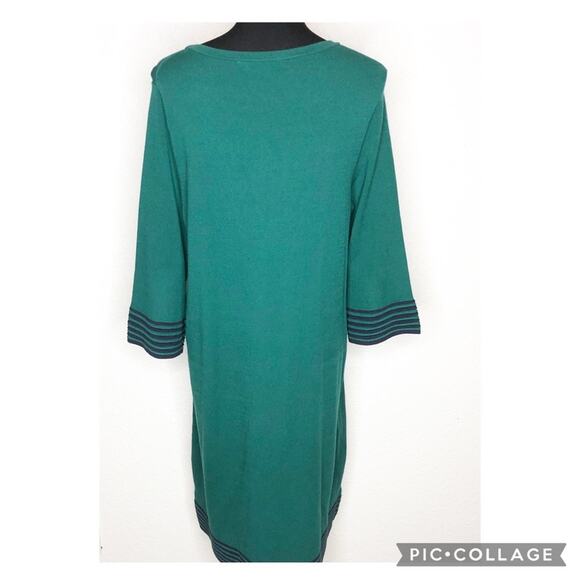 Boden green navy blue striped trim sweater shift dress size 16 - Picture 4 of 16